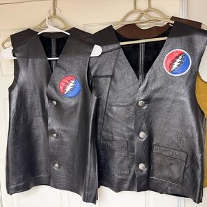 Black Leather Vests with lightning bolt and Psycho Sam Patch